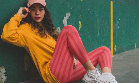 Simple Minimalist Cute Whimsical Red Striped  Leggings