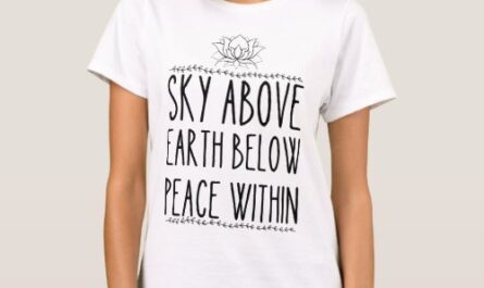 sky above earth below peace within funny yoga  T-Shirt
