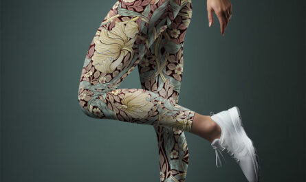 Two-Tone Yoga Vintage Cyan Magenta William Morris Leggings