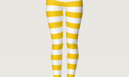 Yellow and white horizontal striped leggings
