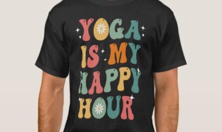 Yoga is My Happy Hour Funny Groovy Retro Meditatio T-Shirt
