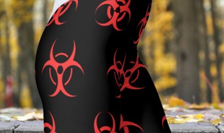 Biohazard Red on Black Pattern Leggings