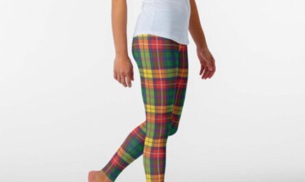 Clan Buchanan Scottish Plaid Red Green Yellow Leggings
