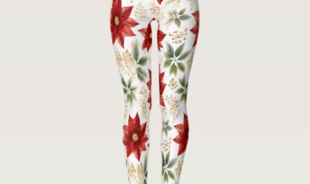Floral Poinsettia Red Flower Leggings