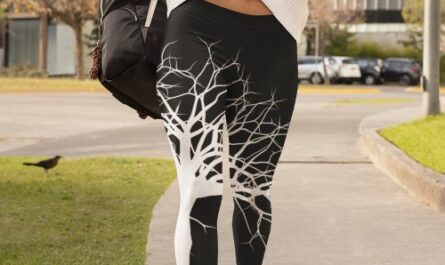 Stylish Black White Tree of Life Yoga Leggings