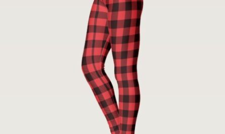 Black Red Buffalo Plaid Pattern Check Stripes Leggings