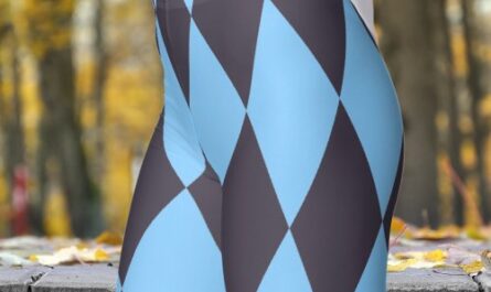 Bold Black and Blue Harlequin Check Pattern Leggings