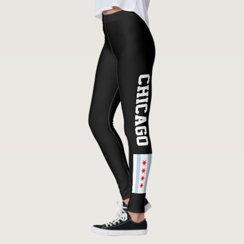 Chicago city flag custom dark sports leggings