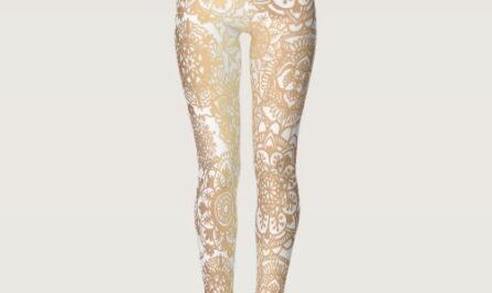 Gold and White Boho Mandala Pattern Yoga Leggings