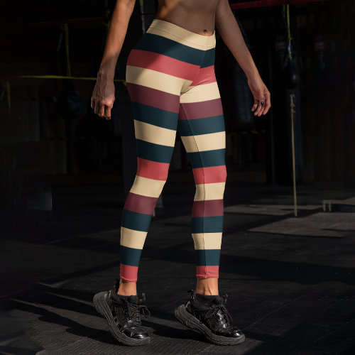 Retro Red Stripe Capri Leggings