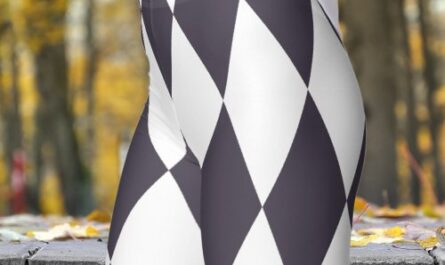 Bold Black & White Harlequin Check Pattern Leggings