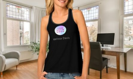 Business logo black employee workwear name tank top