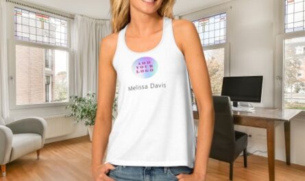 Business logo brand color employee workwear name tank top