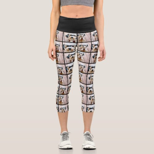 Create a Custom Photo Collage with 4 Photos black Capri Leggings