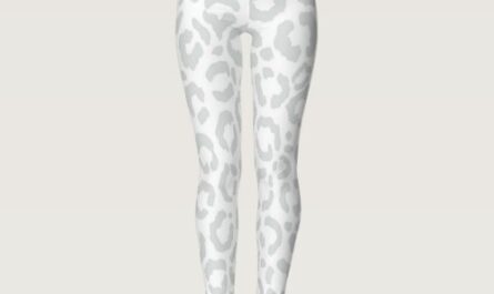 Elegant White Gray Leopard Cheetah Animal Print Leggings
