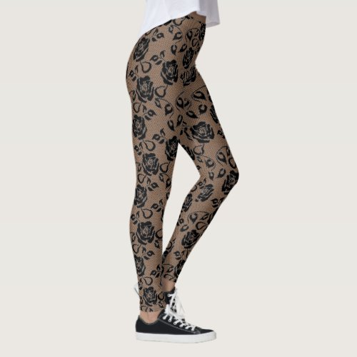 Faux Black Lace Leggings – Choose Color