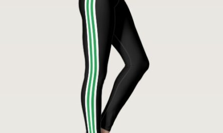 Green White Side Stripe Black Leggings Your Colors