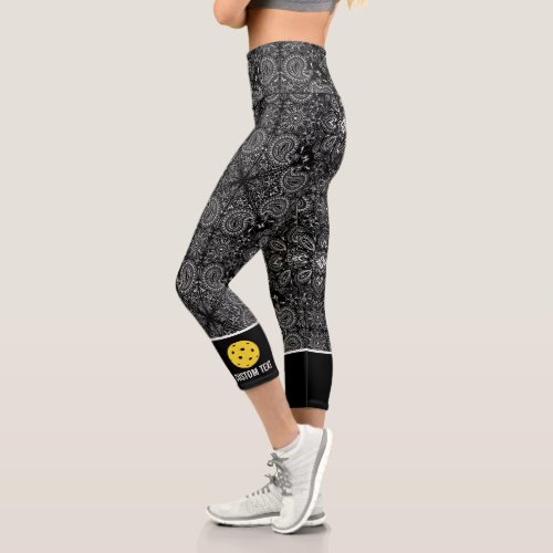 Pickleball Print Paisley Bandana Add Custom Text Capri Leggings