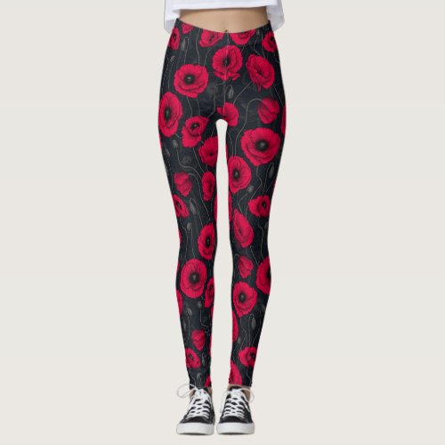 Red Poppies Leggings