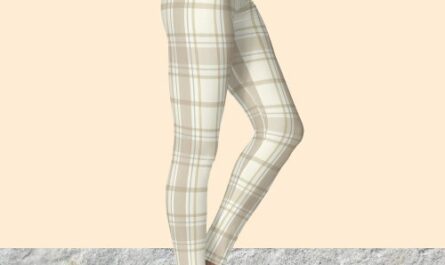 Tan and Beige Tartan Pattern Legging Pants