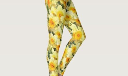Yellow Daffodil Floral Leggings