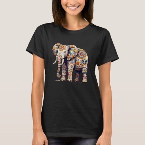 Women's Nature and Animals Elephant Mandala Orient T-Shirt