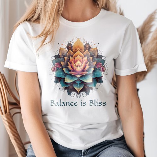 “Balance is Bliss” Vintage Colorful Lotus Flower T-Shirt