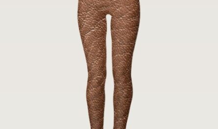 Brown Leather Faux Texture Pattern Yoga Pants