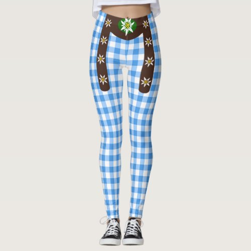Funny Octoberfest Lederhosen Suspenders Leggings