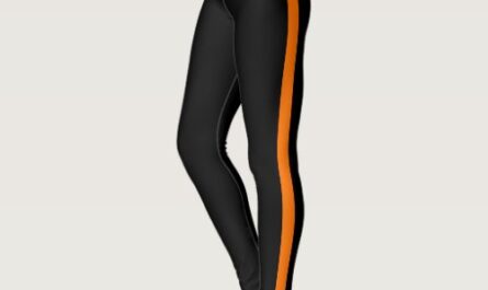 Orange Color Side Stripe Black Leggings