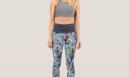 Soft Blue Bohemian Floral Watercolor Capri Leggings