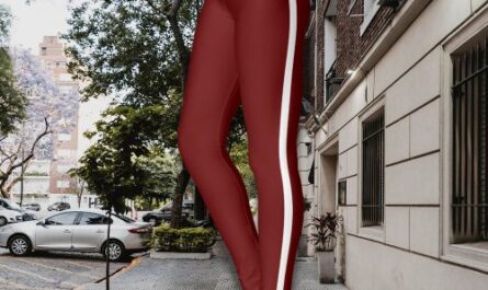 Stylish Burgundy Leggings with White Side Stripe